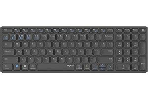Rapoo - Teclado inalámbricos, Teclado QWERTY Portugués, multimodo, con Bluetooth y conexión de 2.4 GHz, conectividad para Varios Dispositivos y diseño Ultrafino, E9700M, en Gris Oscuro