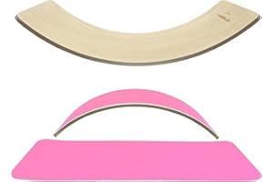 KiddiRedi® Wooden Balance Board Montessori Wobble Sensory Feeling Toddler Kids Adults Curvy Seesaw Swing Learning Development Health Physical Education Toy Free Extra Felt Toy Wood Play Autism ADHD