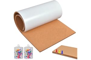 Okydoky Self-Adhesive Cork Board Roll, 8mm Thick, 40x120cm, With 100 Push Pins, For Office, Home, School