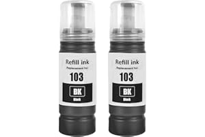 SHUOLEI 103 Ink Compatible with epson 103 C13T00S64A Ink Bottle Multipack for EcoTank L1200 L1210 L1250 L3100 L3110 L3111 L3116 L3150 L3151 (2-Pack,2 Black)