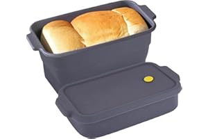 Melearch Teglia per Pane, Stampo Plumcake Antiaderente Rettangolare, Stampo Pieghevole per Pane e Toast con Coperchio, Teglie per Torte e Brownies