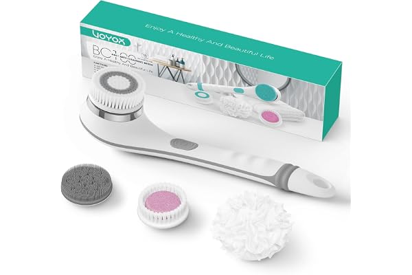 VOYOR 4 en 1 Brosse Brosse Électrique Dos avec Manche Long pour Nettoyage, Exfoliation et Massage Rechargeable Sans Fil BC100 (Gris)
