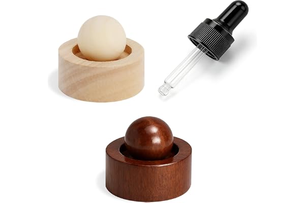 XRVRILE 2 diffusorboll, trädiffuser för eteriska oljor, mini aromspridare små, doftkulor trä för kontor, med pipett bok valnöt