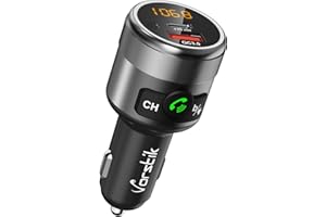 Vorstik Transmisor de FM, Bluetooth Transmisor FM para Coche, Adaptador de Radio, Manos Libres mM3 Mechero Coche con QC3.0, Cargador de Coche Doble USB(Blanco)