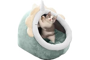 PETCUTE Cama de Cueva para Gatos de Interior Con Cojín Extraíble, Acogedora y Cálida, Iglú Semicerrado para Mascotas, Antideslizante
