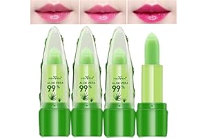Skynest Aloe Vera Lippenbalsam, feuchtigkeitsspendender Lippenstift, Temperatur-Farbwechsel, Lipgloss, langanhaltend, nahrhaft, Aloe Vera Lip Plumper Set (grün)