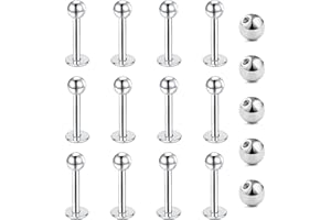 Gojewen 12pcs Lip Studs Labret Bars Stainless Steel 6-12mm Silver Gold Black Helix Tragus Stud Piercing Jewellery