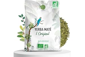 ORIGEENS YERBA MATE BIO 1KG L'Original - Yerba Maté Vert Non Fumé, Récolté à la main - Feuilles, Sans Tige, 0 Poussière - Boisson Energie et Detox