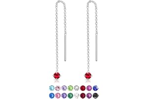 DTPsilver® Orecchini Pendenti Donna Argento 925 - Orecchini con Brillantini - Orecchini Punto Luce - Orecchini Donna Argento 925 Pendenti - Orecchini Lunghi Donna - Orecchini Catena