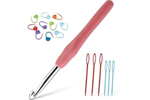 ENCHOL 8 mm Crochet Hook, Soft Handle Aluminum Crochet Hook, Ergonomic Knitting Crochet Needle for Beginners Handmade DIY Knitting Crochet