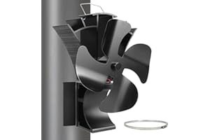 HAWCAFU 3-in-1 Ofenventilator mit Magnet, Kaminofenventilator mit verstellbarem Band- 4 Blätter Ventilator Ohne Strom für Kaminrohr, Holzofen oben - Leiser effektiver Ofenlüfter für Warmluftverteilung