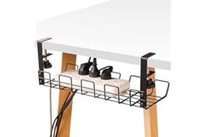 SKYCASE Under Desk Cable Management Tray, Upgraded Wire Management No Drill Under Desk Cable Organizers for Desk Wire Management Super Sturdy Save Space Desk Cable Rack for Office Home,Black