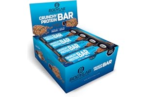 Bodylab24 Crunchy Protein Bar Brownie au Chocolat 12 x 64g, barre protéinée croustillante enrobée de chocolat, avec 20g de protéines par barre, haute teneur en protéines, peu de sucre