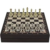 GiftHome B&uuml;y&uuml;k Boy Metal Klasik Satran&ccedil; Tk. Parlak ve Ceviz Desenli Sandıklı MDF Tahtası(36X36 cm.)