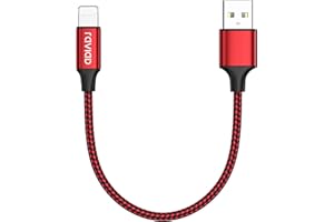 RAVIAD Kabel do ładowania iPhone krótki, 30 cm, kabel Lightning MFi, certyfikowany, nylonowy, kompatybilny z iPhone 13, 12, 11 Pro Max, Mini, XS, XR, X, SE, 2020, 8, 8 Plus, 7, 7 Plus, 6s, 6, 5s, 5, czerwony