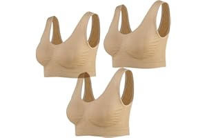 Lemef Reggiseno Sport Privo di Cuciture a Fili Liberi Reggiseno Yoga con Imbottiture Estraibili per Donne Set di 3