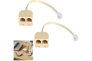 HENGBIRD 2 st. RJ11 telefonsplitter 1 till 2, telefonadapter 6P4C, RJ11-kontakt till 2 RJ11-uttag, telefonkabelsplitter för telefon och fax