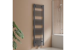 S'AFIELINA Termoarredo Bagno 1600x500 mm Scaldasalviette Bagno Connessione Centrale Scaldasalviette Radiatore per Bagno 654 Watt, Antracite