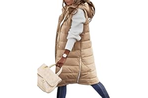 Svanco Chaleco Acolchado para Mujer Invierno Chaquetas Largo sin Mangas Chaleco con Bolsillos Abrigos con Capucha Caliente Parka Trabajo