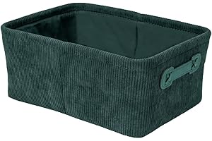 Wenko Cesta da bagno Anela in design a corda per riporre e mettere in ordine strumenti e accessori da bagno, 100% poliestere, maniglia in pelle artificiale, 27,6 x 12 x 20 cm, verde scuro