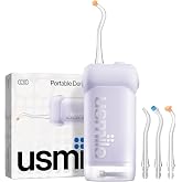 usmile C10 Portable Travel Dental Irrigator, IPX7, Purple | 180ml Tank 4 Modes 360&deg; Nozzle Cordless Irrigator for Orthodontic