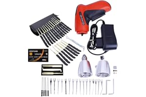 Loboo Idea - Grimaldello elettrico automatico a pistola con set di 28 grimaldelli per serrature e set di 5 grimaldelli in formato carta di credito, strumenti di manutenzione da fabbro