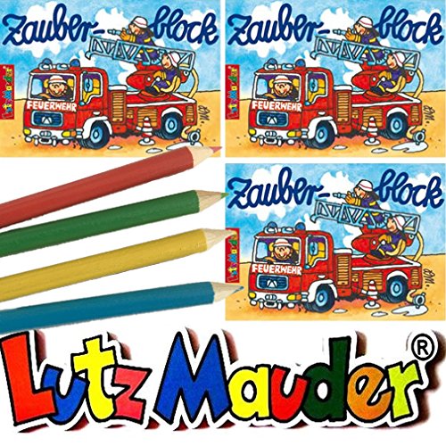 6x Zauberblöckchen * FEUERWEHR * in DIN A7 als Mitgebsel für Kindergeburtstag von Lutz Mauder // Feuerwehrauto Fire Fighter Party Zauberblock