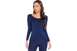 Mcilia - Maglia Termica a Maniche Lunghe da Donna, Modale Ultra Sottile, con Scollo Rotondo
