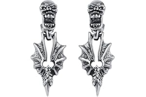 Sword Skull Earrings Stainless Steel Dangle Drop Stud Earring for Men Women Punk Rock Jewelry