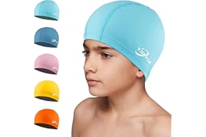 FUNOWN Badekappe für Kinder, PU-Badekappen Unisex-Badekappe wasserdichte Badekappe Badekappen für langes und kurzes Haar Badekappe für Jungen und Mädchen Kinder