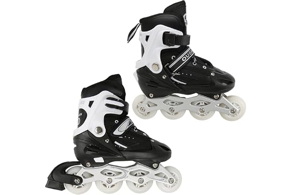 meihe Rollers pour Enfants,Patins à roulettes-Rollers pour Filles et Garçons/Taille réglable/Respirant Confortable pour Patinage des Adolescents(S-Noir)