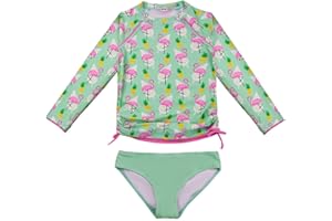 weVSwe Maillot De Bain Rash Guard pour Filles avec Poignets À Ourlet Rare Maillot De Bain UPF 50+ Protection