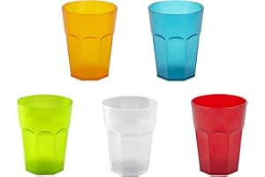 ENGELLAND 5x Kunststoffbecher Trinkbecher Party-Becher Plastik Trink-Gläser Mehrweg Coktailbecher Bunt transparent 0,4l