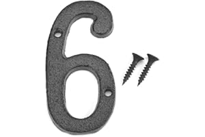 DOMYBESTSHOP Domybest Numéro de Maison 0-9 En Fer Noir Numéro de Porte de Maison Numéro de Rue Plaques Enseignes Mur Porte avec Vis de Fixation