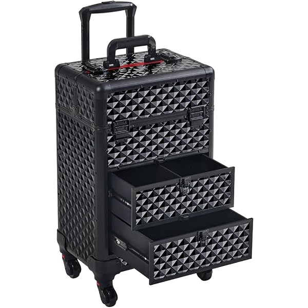 LIBRELUNE Valise Maquillage 4 En 1 Trolley Grande Capacité - Valise Coiffeur Avec Roulettes 360° Verrouillable, Lila