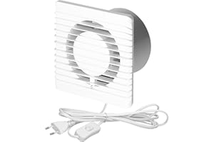 Miratic Extracteur d'Air 125mm Ventilateur Extracteur d'Air Extracteur Salle de Bain Extracteur d'Air Silencieux Ventilation Salle de Bain Montage Mural Blanc (câble avec interrupteur) M2-FAN