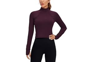 CRZ YOGA Femmes Butterluxe à Manches Longues 1/2 Fermeture Éclair Pullover Athlétique Recadré Hauts avec Trous pour Les Pouces