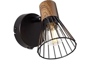 BRILLIANT lampe Manama spot mural interrupteur bois foncé/noir mat | 1x D45, E14, 18W, adapté aux lampes à suspension (non inclus) | Échelle A ++ à E | Avec interrupteur à bascule