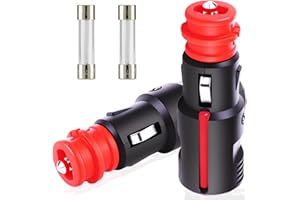 XEIYEI Zigarettenanzünder Stecker Auto 12V Stecker 2 Stk KFZ Sicherheits Universalstecker 12-24V Normstecker mit 10A Sicherung DIN- Ersatz Zigarettenanzünder für Auto LKW PKW Motorrad Kühlbox Navi