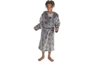 STYLE IT UP Kids Robe Dressing Gown - Super Soft Plush Fleece Bathrobe - for Boys and Girls - Gift for 2 to 13 Years - Consists of Snuggle Hood, 2 Large Pockets and Secure Waist Tie