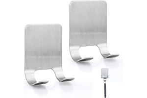 GUDQVOZIHG Lot de 2 supports de rasoir de douche argentés - Sans perçage - En acier inoxydable - Support de rasoir autocollant robuste - Convient pour porte, mur, salle de bain, cuisine