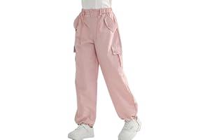 Rolanko Pantalon Cargo Parachute Baggy pour Filles, Pantalon de Jogging Vintage Y2K avec Taille Élastique Ajustable pour Enfants