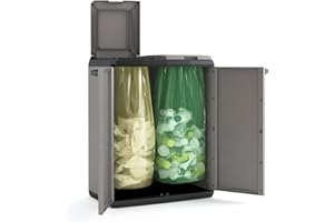 Keter 9736000 Split Cabinet Recycling Basic 68 x 39 x 85 H, Grigio, 68x39x85 cm