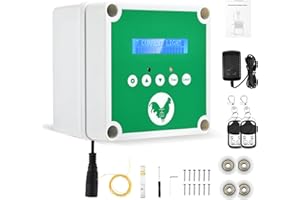 Kotsy Automatische Hühnertür Hühnerklappe,Elektrische hühnerklappeTüröffner Hühnerstall mit Zeitschaltuhr,Netzbetrieb oder Batterie für sichere Hühnerhaltung（Enthält keine Tür）