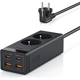 TESSAN Ladron prizler, 2 prizli, 2 USB, uzatıcı priz 2 metre ev i&ccedil;in, 3600 W