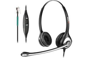 Wantek Casque Téléphone Fixe Filaire Dual avec Micro Anti-Bruit et Contrôle de Volume, Oreillette de Centre d'appel pour Avaya Aastra Alcatel Lucent Gigaset Compatible avec Mitel Plantronics (F602S1)