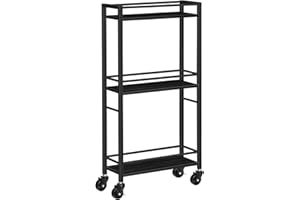 MAHANCRIS Carro Estrecho con 3 Estantes, Carro de Cocina Estrecho con Ruedas, Práctico Carrito de Almacenamiento, para Espacios Reducidos en Comedores, Cuartos de Baño, ARCHB1501
