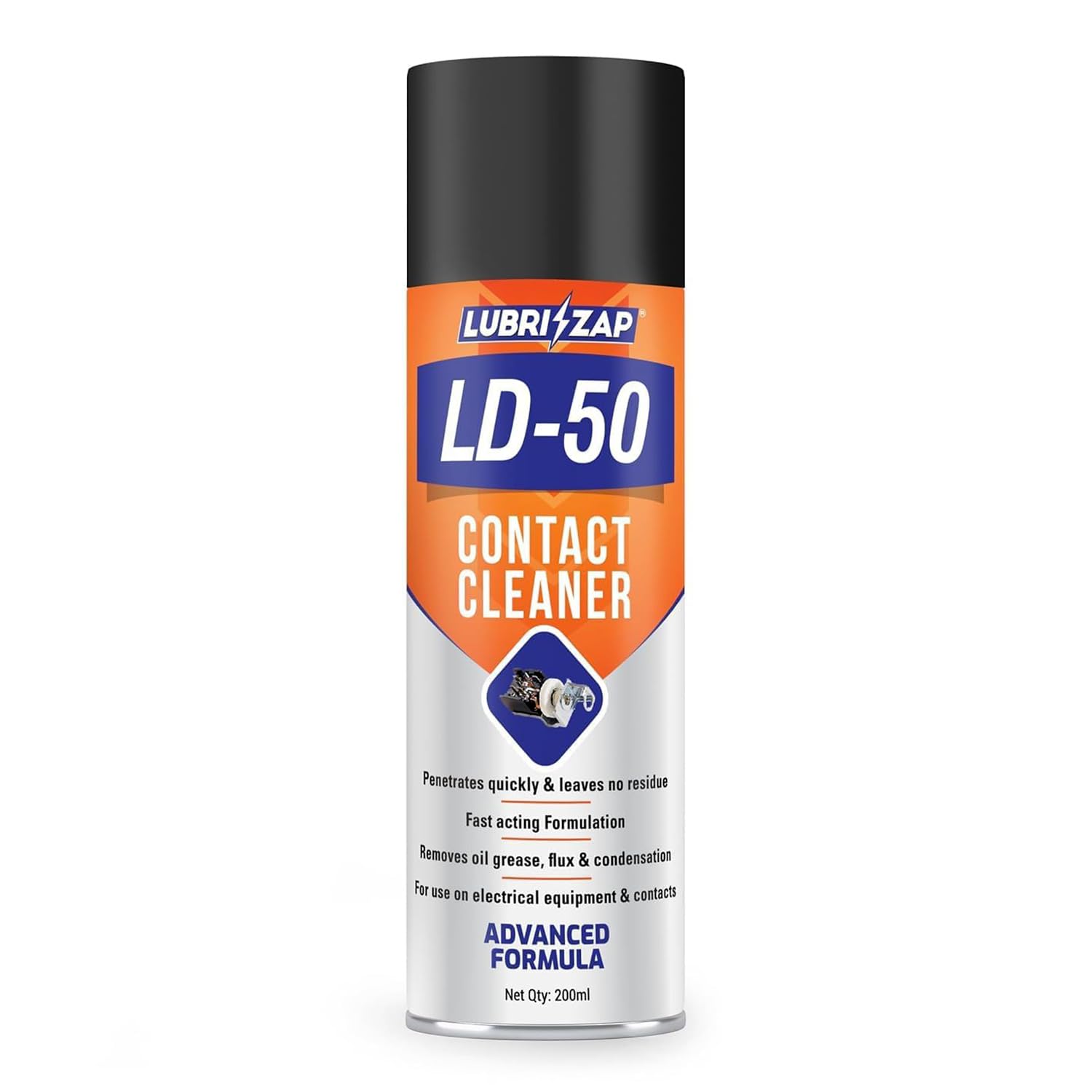 Lubrizap Contact Cleaner 200ml - Drive Out Dirt, Dust, Oil, Flux Residue and Moisture From Sensitive Electrical Parts and Equipment with Ease