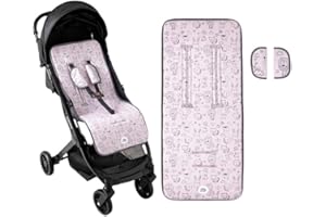 Colchoneta Silla de Paseo Universal Transpirable Idela para Verano con tejido 3d Cojín Silla de Paseo para el Cochecito o Silleta - danielstore (Animalitos rosa)