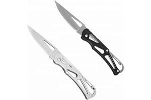 XUDIY 2 Pcs Pocket Knife, 2.36" Survival Stainless Steel Folding Knives UK Legal Grey Finish, Stylish High Performance, Non Locking EDC Blade, Portable for Camping Hiking Backpacking